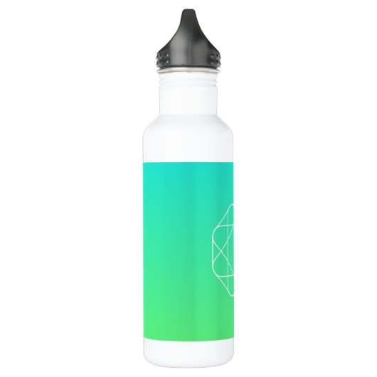 Koel geometrisch monogram | Blauw & Lime Groen Omb Waterfles (Links)