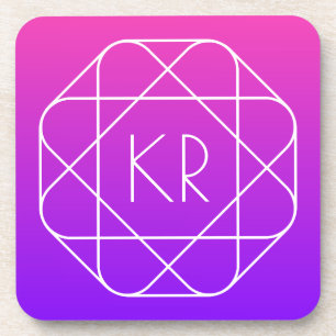 Koel Geometrisch Monogram Magenta Paars Violet Bier Onderzetter