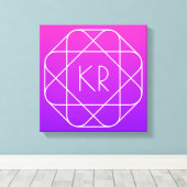 Koel Geometrisch Monogram | Magenta Paars Violet Canvas Afdruk (Insitu (Houten vloer))