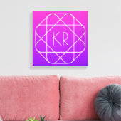 Koel Geometrisch Monogram | Magenta Paars Violet Canvas Afdruk (Insitu (Woonkamer))