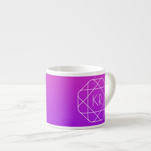 Koel Geometrisch Monogram | Magenta Paars Violet Espresso Kop (Voorkant rechts)