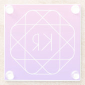 Koel Geometrisch Monogram | Magenta Paars Violet Glazen Onderzetter (Achterkant)