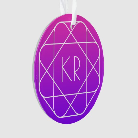 Koel Geometrisch Monogram | Magenta Paars Violet Ornament (voorkant)