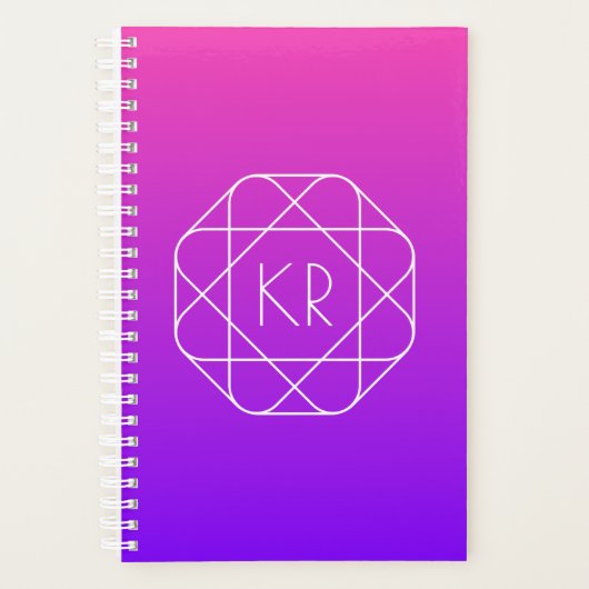 Koel Geometrisch Monogram | Magenta Paars Violet Planner (Voorkant)
