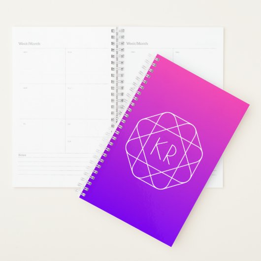 Koel Geometrisch Monogram | Magenta Paars Violet Planner (Display)