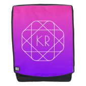 Koel Geometrisch Monogram | Magenta Paars Violet Rugtassen (Voorkant)