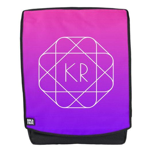 Koel Geometrisch Monogram | Magenta Paars Violet Rugtassen (Voorkant)
