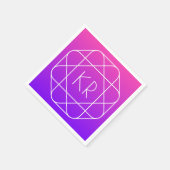 Koel Geometrisch Monogram | Magenta Paars Violet Servet (Hoek)