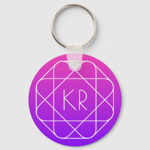 Koel Geometrisch Monogram Magenta Paars Violet Sleutelhanger