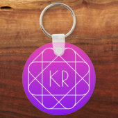 Koel Geometrisch Monogram | Magenta Paars Violet Sleutelhanger (Voorkant)