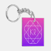Koel Geometrisch Monogram | Magenta Paars Violet Sleutelhanger (Voorkant Links)