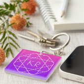 Koel Geometrisch Monogram | Magenta Paars Violet Sleutelhanger (Voorkant Rechts)