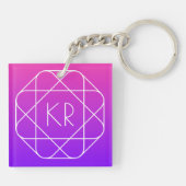 Koel Geometrisch Monogram | Magenta Paars Violet Sleutelhanger (Achterkant)