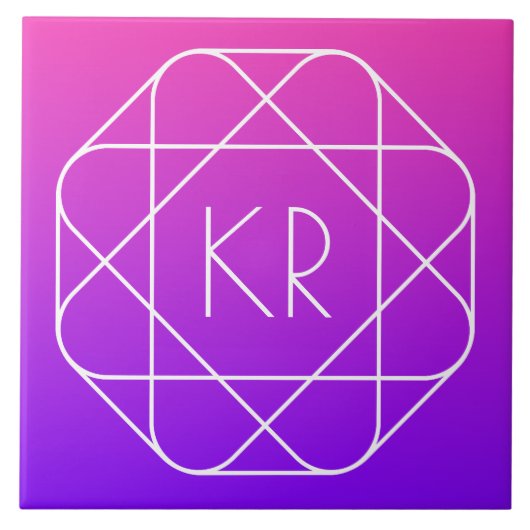 Koel Geometrisch Monogram | Magenta Paars Violet Tegeltje (Voorkant)