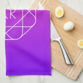 Koel Geometrisch Monogram | Magenta Paars Violet Theedoek (Quarter Fold)