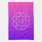 Koel Geometrisch Monogram | Magenta Paars Violet Theedoek (Verticaal)