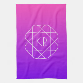 Koel Geometrisch Monogram | Magenta Paars Violet Theedoek