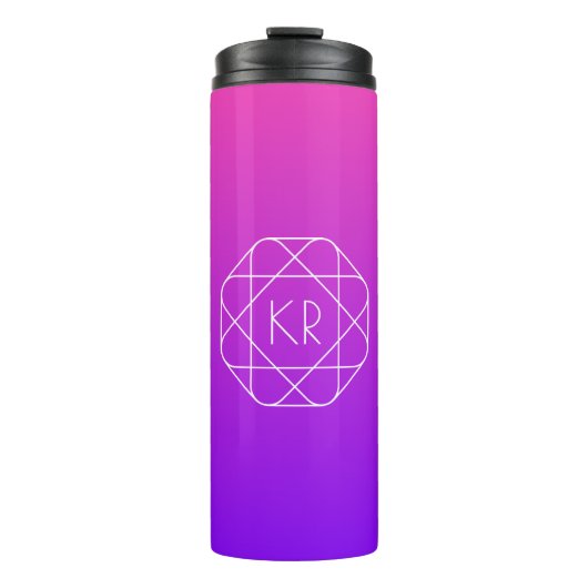 Koel Geometrisch Monogram | Magenta Paars Violet Thermosbeker (Voorkant)