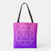 Koel Geometrisch Monogram | Magenta Paars Violet Tote Bag (Achterkant)