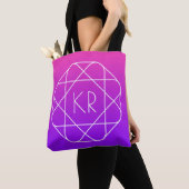 Koel Geometrisch Monogram | Magenta Paars Violet Tote Bag (Dichtbij)