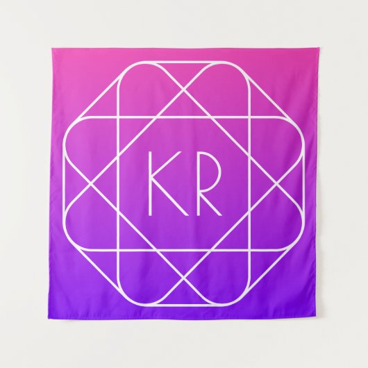Koel Geometrisch Monogram | Magenta Paars Violet Wandkleed (Voorkant)