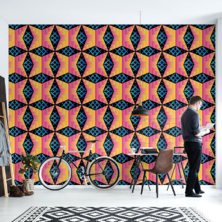 Koel geometrisch patroon behang met zwarte backgr