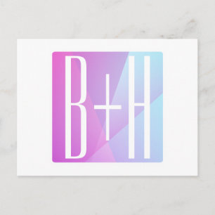 Koel geometrisch roze & paars Initialen voor kop Briefkaart