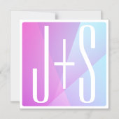 Koel geometrisch roze & paars | Initialen voor kop Magnetische Uitnodiging (Voorkant)