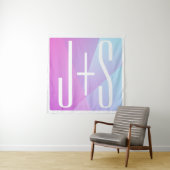 Koel geometrisch roze & paars | Koppels Initiaal Wandkleed (In situ)