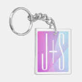 Koel geometrisch roze & paars | Koppels Initialen Sleutelhanger (Voorkant Links)