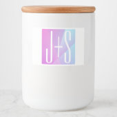 Koel geometrisch roze & paars | Koppels Initialen Voedselcontainer Etiket (Voorkant)