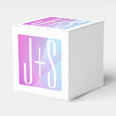 Koel Geometrische roze en Paars | Initialen voor p Bedankdoosjes (Voorkant Zijde)