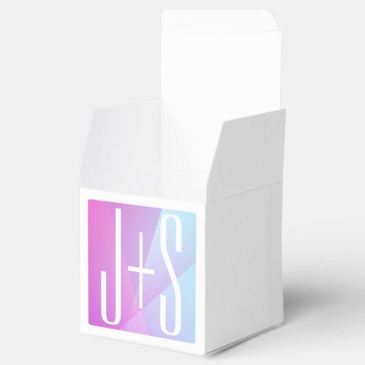 Koel Geometrische roze en Paars | Initialen voor p Bedankdoosjes (Geopend)