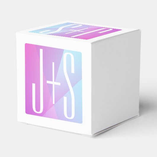 Koel Geometrische roze en Paars | Initialen voor p Bedankdoosjes (Achterkant)