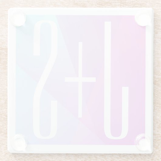 Koel Geometrische roze en Paars | Initialen voor p Glazen Onderzetter (Achterkant)