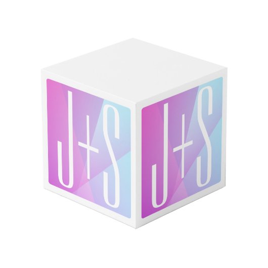 Koel Geometrische roze en Paars | Initialen voor p Kubus (Achter hoekig)