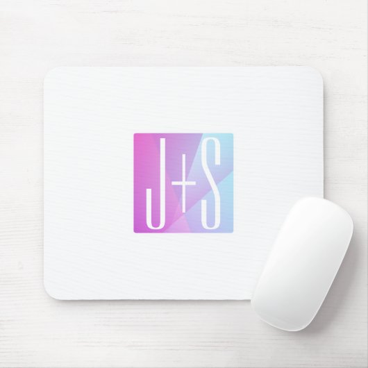 Koel Geometrische roze en Paars | Initialen voor p Muismat (Met muis)