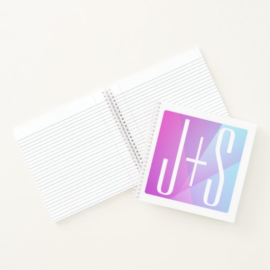 Koel Geometrische roze en Paars | Initialen voor p Notitieboek (Binnen)