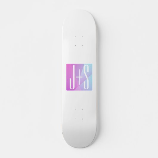Koel Geometrische roze en Paars | Initialen voor p Persoonlijk Skateboard (Voorkant)