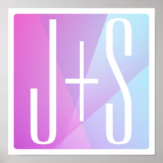 Koel Geometrische roze en Paars | Initialen voor p Poster (Voorkant)