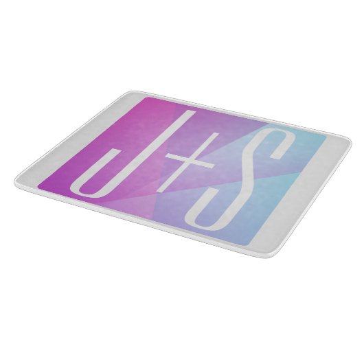 Koel Geometrische roze en Paars | Initialen voor p Snijplank (Hoek)