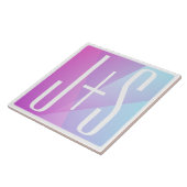 Koel Geometrische roze en Paars | Initialen voor p Tegeltje (Zijkant)