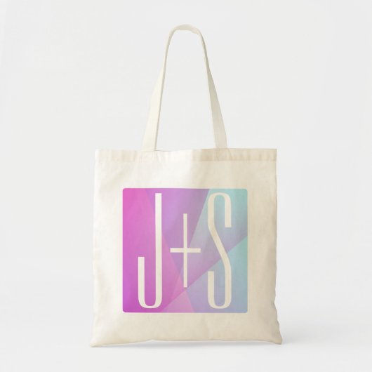 Koel Geometrische roze en Paars | Initialen voor p Tote Bag (Voorkant)