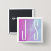 Koel Geometrische roze en Paars | Initialen voor p Vierkante Button 5,1 Cm (Voorkant /achterkant)
