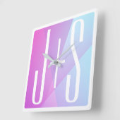 Koel Geometrische roze en Paars | Initialen voor p Vierkante Klok (Hoek)