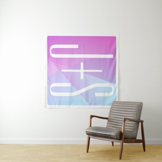 Koel Geometrische roze en Paars | Initialen voor p Wandkleed (In Situ (horizontaal))