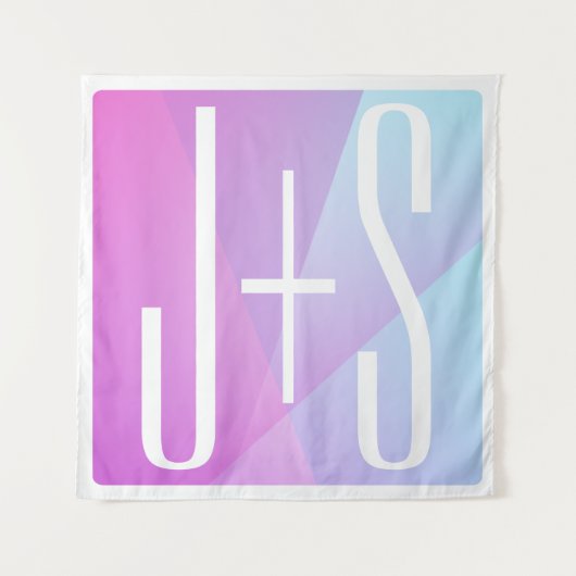 Koel Geometrische roze en Paars | Initialen voor p Wandkleed (Voorkant)