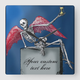 Koel gepersonaliseerd skelet op Tombstone Hallowee Vierkante Klok