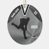 Koel Gepersonaliseerde Hockey Ornament, 3 tekstvak Keramisch Ornament (Links)