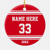 Koel Gepersonaliseerde Hockey Ornament, 3 tekstvak Keramisch Ornament (Achterkant)